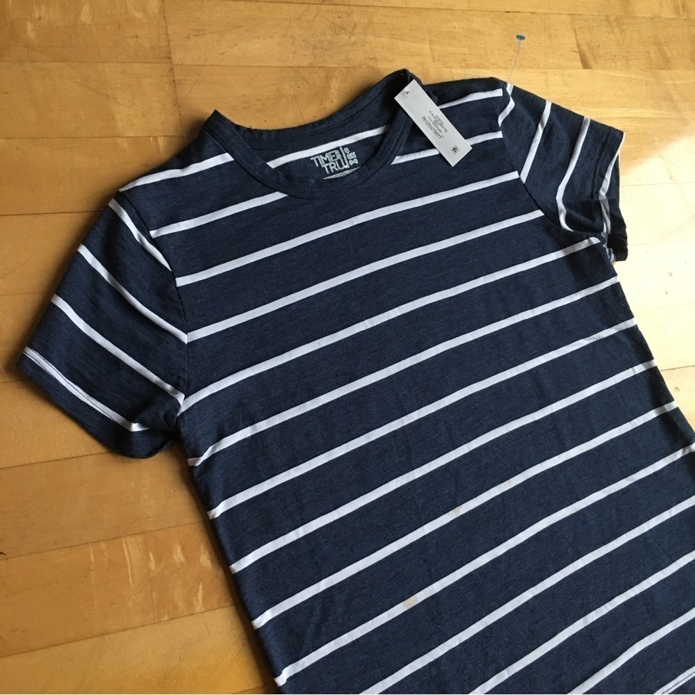 Time and Tru Striped T-Shirt Blue White Size Small